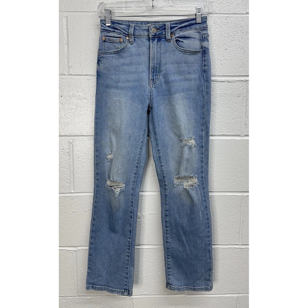 JBD Just Black Denim The Natalie Distressed Slim Fit Jean Blue Wash / Women's 26